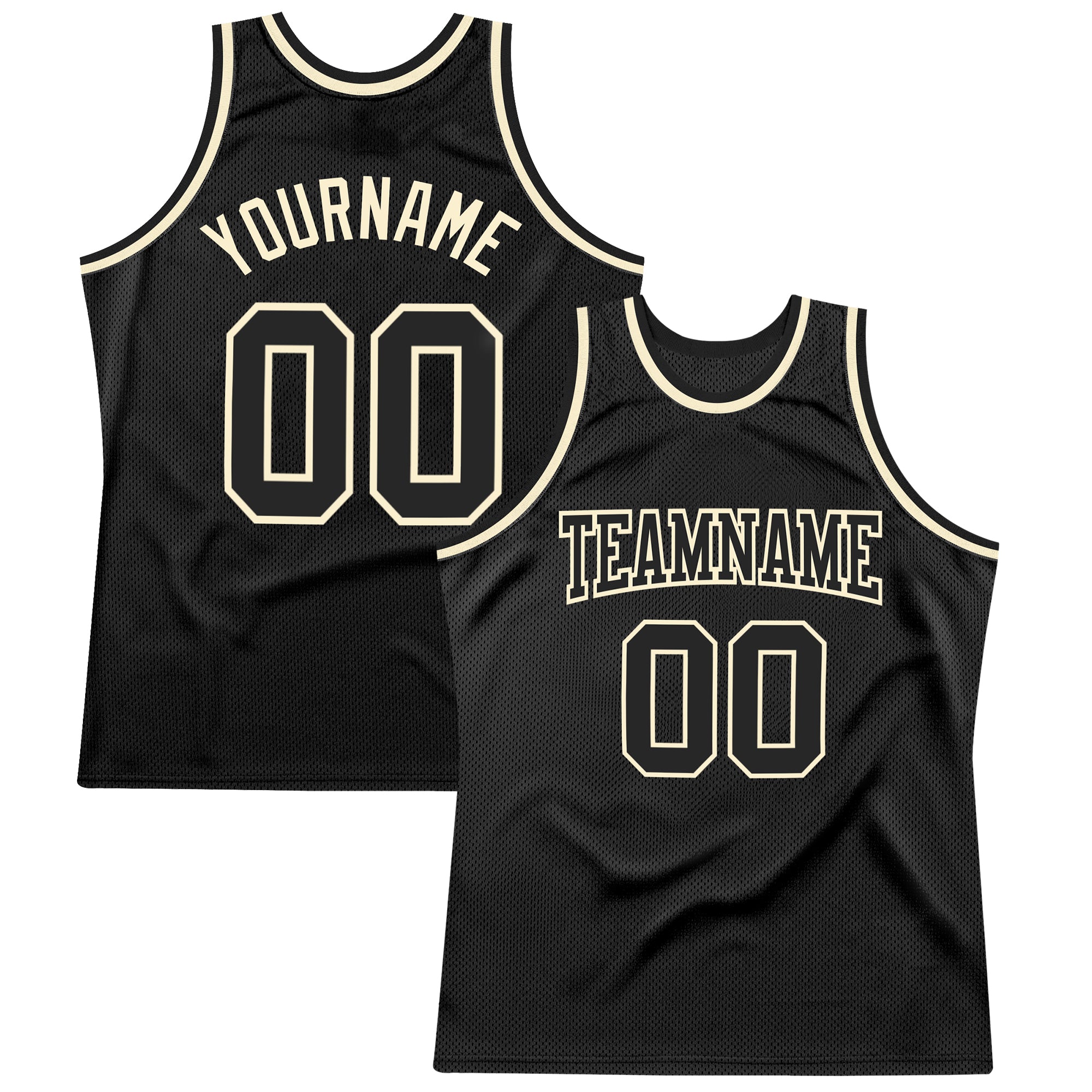 Custom Black-Cream Throwback Basketball Jersey - Personalized Sports Apparel Personalized Black Black-Cream Throwback Basketball