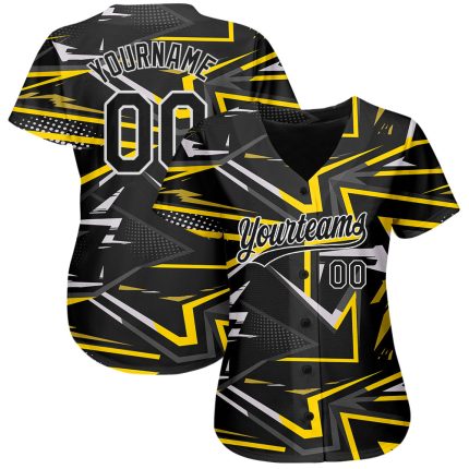 Personalized 3D Black Gold Baseball Jersey - Custom Name & Number Jersey Personalized Black Black-Gold 3D Baseball Jersey