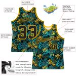 Custom Name and Number Personalized Black Gold 3D Pattern Hawaii Plants Basketball Jersey Personalized Black Black-Gold 3D
