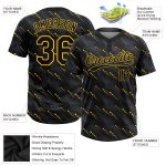 Custom Name and Number Unisex Softball Jersey - Personalized Black and Gold 3D Pattern Two-Button Design Personalized Black