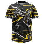 Personalized Black Gold 3D Pattern Unisex Softball Jersey - Two-Button Design Personalized Black Black-Gold 3D Pattern Two-Button
