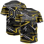 Personalized 3D Black Gold Unisex Softball Jersey - Custom Two-Button Design Personalized Black Black-Gold 3D Two-Button