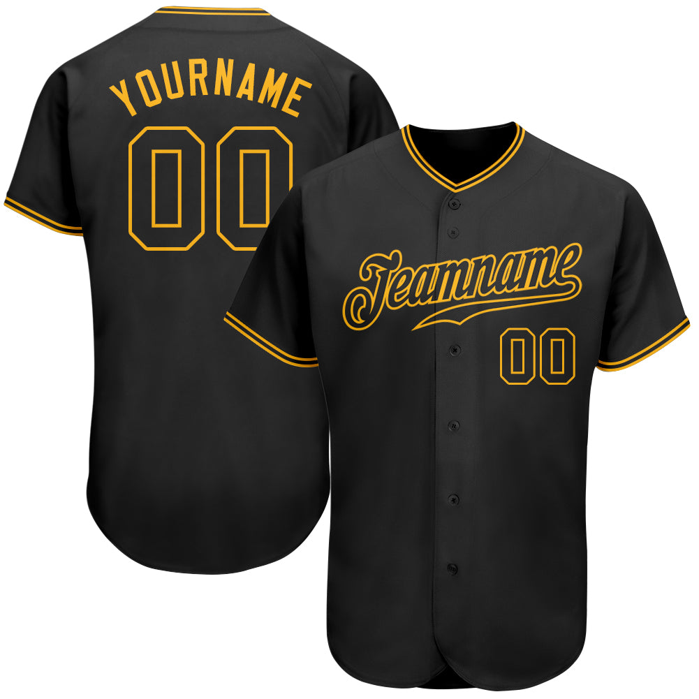 Personalized Black-Gold Authentic Baseball Jersey with Custom Name and Number - Team Apparel Personalized Black Black-Gold