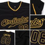 Custom Black and Gold Softball Jersey with Personalized Name and Number, Authentic Team Apparel Personalized Black Black-Gold