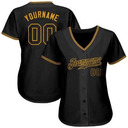 Custom Black and Gold Softball Jersey with Personalized Name and Number, Authentic Team Apparel Personalized Black Black-Gold