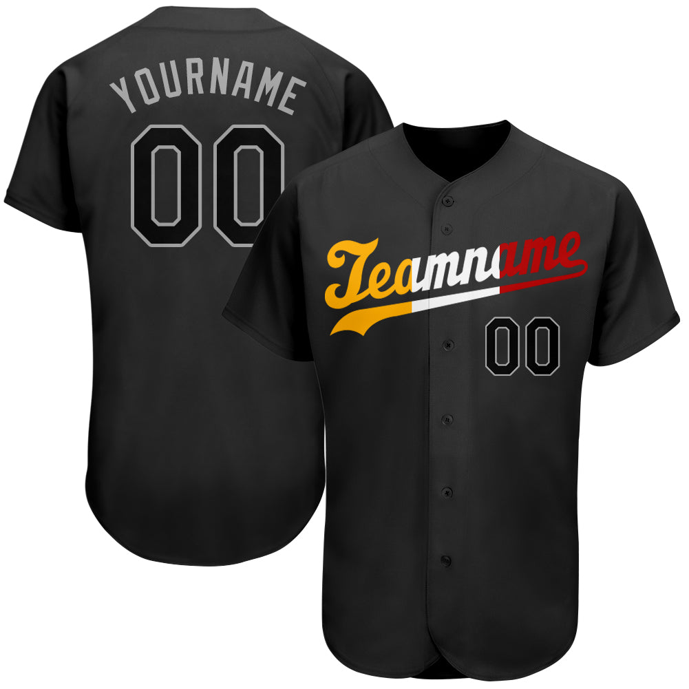 Custom Black-Gold Authentic Split Baseball Jersey with Personalized Name & Number - Fashion Team Gear Personalized Black