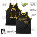 Custom Authentic Throwback Basketball Jersey - Personalized Black and Gold with Team Name and Number Personalized Black Black-Gold