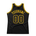 Custom Authentic Throwback Basketball Jersey - Personalized Black and Gold with Team Name and Number Personalized Black Black-Gold