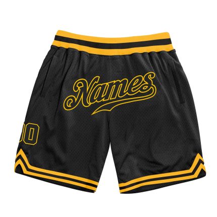 Custom Black and Gold Basketball Shorts with Personalized Name and Number - Authentic Throwback Style Personalized Black