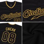 Personalized Black Gold Baseball Jersey, Custom Team Jersey for Men, Women, Kids Personalized Black Black-Gold Baseball Jersey