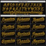 Personalized Black Gold Letterman Bomber Jacket for Men and Women, Full-Snap Varsity Style Personalized Black Black-Gold