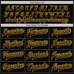 Personalized Black and Gold Varsity Letterman Bomber Jacket - Full-Snap Design Personalized Black Black-Gold Bomber Full-Snap