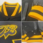 Custom Name and Number Black Gold Bomber Varsity Letterman Jacket - Personalized Team Full-Snap Jacket Personalized Black