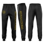 Personalized Black Gold Fleece Jogger Sweatpants for Men and Women Personalized Black Black-Gold Fleece Jogger Sweatpants