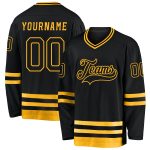 Custom Name and Number Black Gold Hockey Jersey - Personalized Team Jersey Personalized Black Black-Gold Hockey Jersey Team