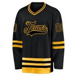 Custom Name and Number Black Gold Hockey Jersey - Personalized Team Jersey Personalized Black Black-Gold Hockey Jersey Team