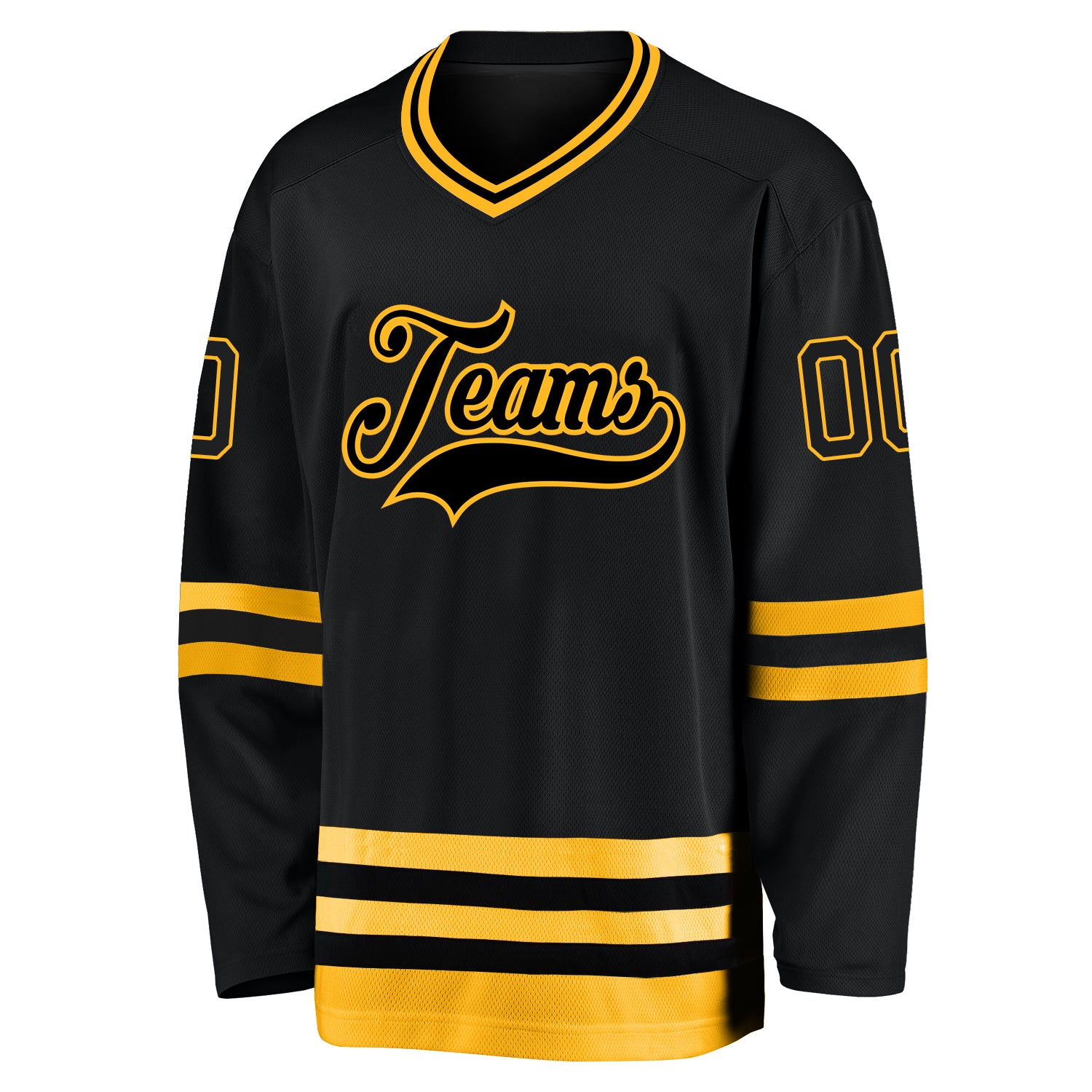 Personalized Black Black-Gold Hockey Jersey Team Custom Name and Number Custom Name and Number Black Gold Hockey Jersey - Personalized Team Jersey Personalized Black Black-Gold Hockey Jersey Team - Image 3