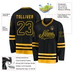 Custom Name and Number Black Gold Hockey Jersey - Personalized Team Jersey Personalized Black Black-Gold Hockey Jersey Team