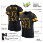 Personalized Custom Name & Number Black-Gold Mesh Football Jersey - Authentic Team Gear Personalized Black Black-Gold Mesh