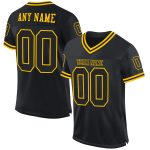 Custom Black and Gold Personalized Throwback Football Jersey with Team Name and Number - Authentic Mesh Design Personalized