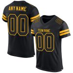 Personalized Black and Gold Mesh Football Jersey for Men and Women Personalized Black Black-Gold Mesh Football Jersey