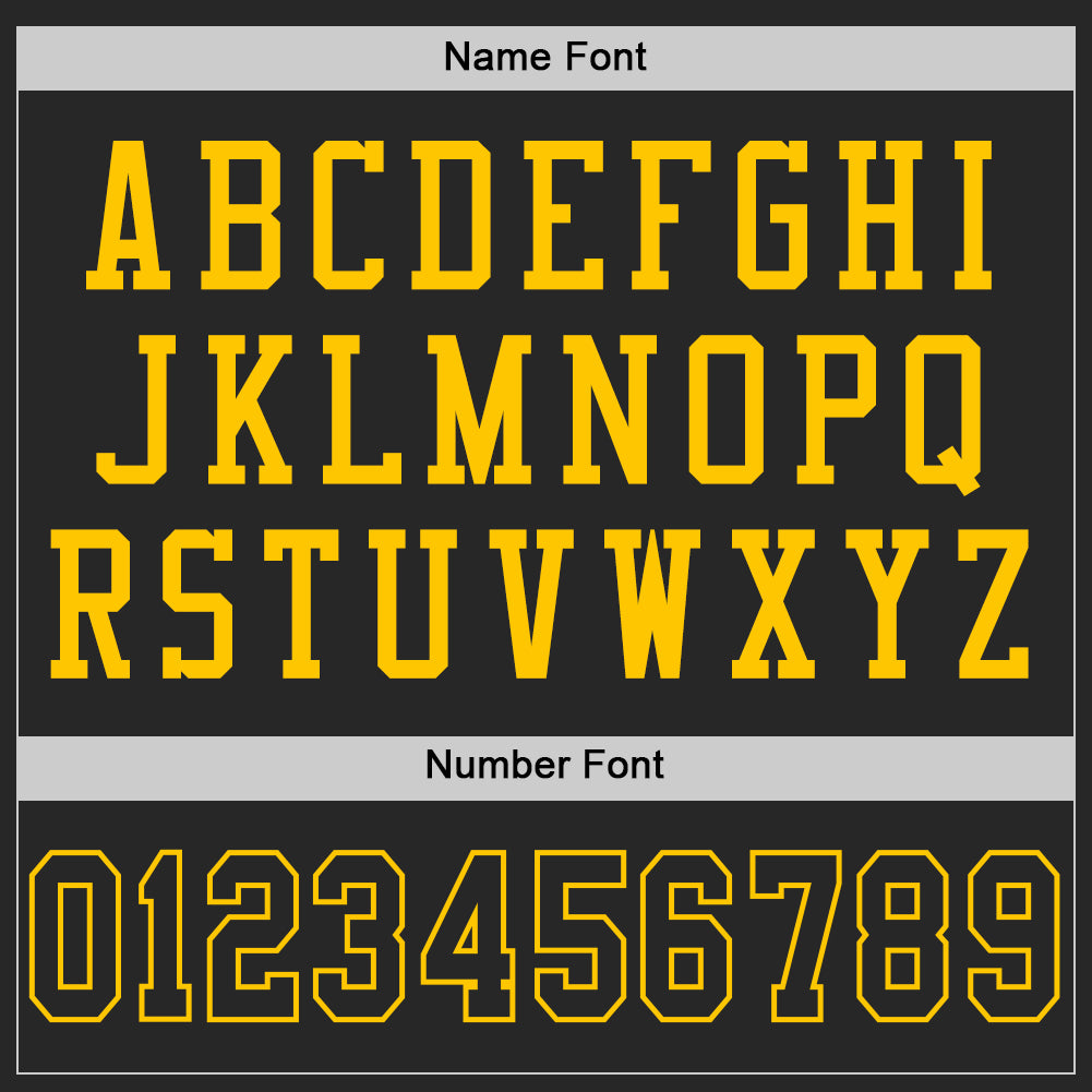 Personalized Black Black-Gold Mesh Throwback Football Jersey Personalized Black and Gold Throwback Football Jersey - Custom Mesh Design Personalized Black Black-Gold Mesh Throwback Football - Image 4