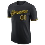 Custom Black Gold Performance T-Shirt with Name and Number - Personalized Team Apparel Personalized Black Black-Gold Performance