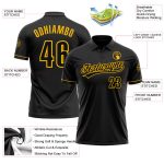 Personalized Black Gold Performance Vapor Golf Polo Shirt for Men Personalized Black Black-Gold Performance Vapor Golf Polo