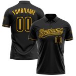 Custom Black Gold Performance Vapor Golf Polo Shirt - Personalized Team Name and Number Personalized Black Black-Gold Performance