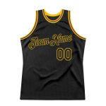 Personalized Authentic Black Gold Purple Throwback Basketball Jersey Custom Name Number Personalized Black Black Gold-Purple