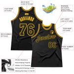 Personalized Authentic Black Gold Purple Throwback Basketball Jersey Custom Name Number Personalized Black Black Gold-Purple