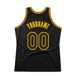Personalized Black and Gold-Purple Throwback Basketball Jersey for Men Personalized Black Black Gold-Purple Throwback Basketball