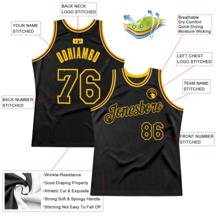 Personalized Black and Gold-Purple Throwback Basketball Jersey for Men Personalized Black Black Gold-Purple Throwback Basketball