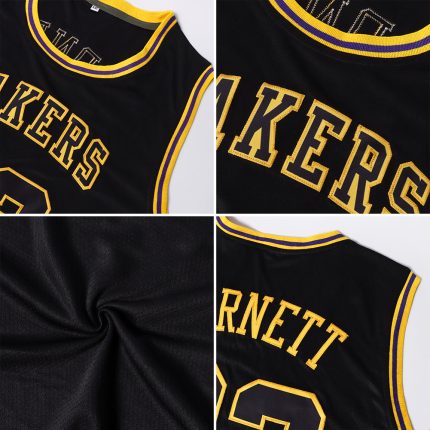 Custom Name Number Basketball Jersey Black Gold Rib-Knit Round Neck Personalized Team Gear Personalized Black Black-Gold