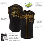 Personalized Black Gold Baseball Jersey for Men - Sleeveless Design Personalized Black Black-Gold Sleeveless Baseball Jersey