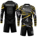 Personalized Black Gold Soccer Jersey Uniform Sublimation 2 - Custom Sports Apparel Personalized Black Black-Gold Sublimation
