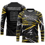 Personalized Black Gold Soccer Jersey Uniform Sublimation 2 - Custom Sports Apparel Personalized Black Black-Gold Sublimation