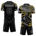 Personalized Black Gold Sublimation Soccer Jersey Uniform for Team Sports Personalized Black Black-Gold Sublimation Soccer