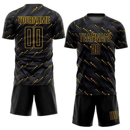 Custom Black Gold Sublimation Soccer Jersey - Personalized Sports Uniform Personalized Black Black-Gold Sublimation Soccer