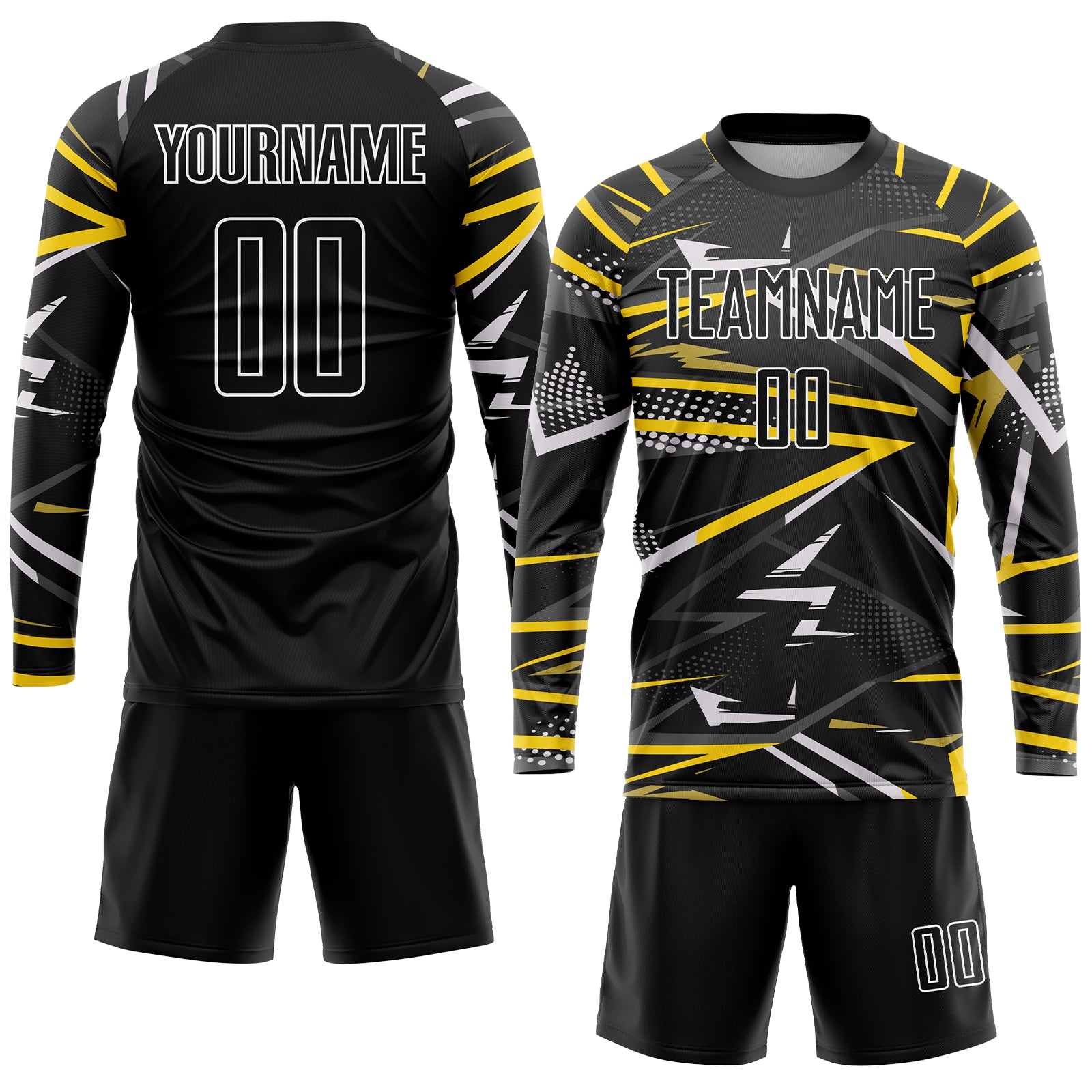 Personalized Black Black-Gold Sublimation Soccer Uniform Jersey Personalized Black Gold Sublimation Soccer Jersey Uniform for Team Sports Personalized Black Black-Gold Sublimation Soccer - Image 4