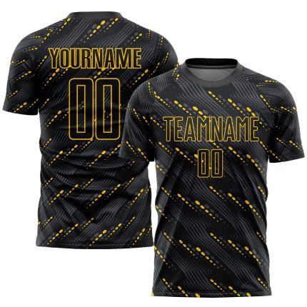 Custom Name and Number Black and Gold Soccer Jersey Uniform - Personalized Sublimation Team Gear Personalized Black Black-Gold