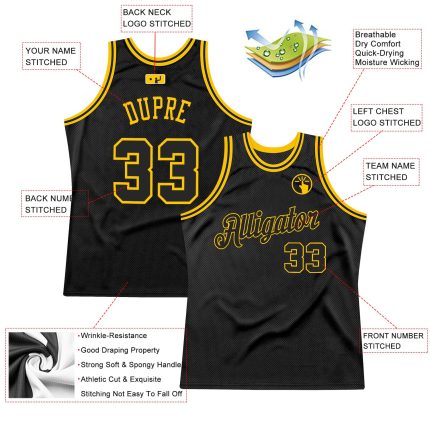 Custom Black and Gold Throwback Basketball Jersey - Personalized Athletic Wear Personalized Black Black-Gold Throwback Basketball