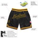 Personalized Black and Gold Throwback Basketball Shorts for Men Personalized Black Black-Gold Throwback Basketball Shorts