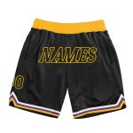Personalized Black Gold Throwback Basketball Shorts for Men - Custom Athletic Gear Personalized Black Black-Gold Throwback