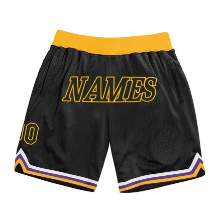 Personalized Black Gold Throwback Basketball Shorts for Men - Custom Athletic Gear Personalized Black Black-Gold Throwback