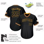 Personalized Black and Gold Throwback Rib-Knit Baseball Jersey Shirt for Men Personalized Black Black-Gold Throwback Rib-Knit
