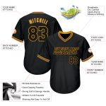 Personalized Black Gold Rib-Knit Baseball Jersey Shirt for Men and Women Personalized Black Black-Gold Throwback Rib-Knit