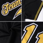 Personalized Black Gold Rib-Knit Baseball Jersey Shirt for Men and Women Personalized Black Black-Gold Throwback Rib-Knit