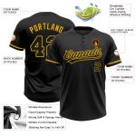Custom Name & Number Black Gold Unisex Softball Jersey - Two-Button Design, Personalized Team Apparel Personalized Black