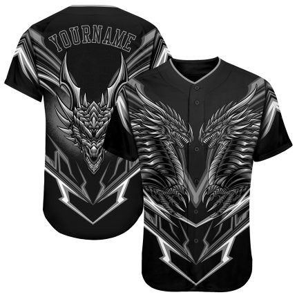 Personalized 3D Monster Baseball Jersey - Black Gray Color for Kids & Adults Personalized Black Black-Gray 3D Monster Baseball